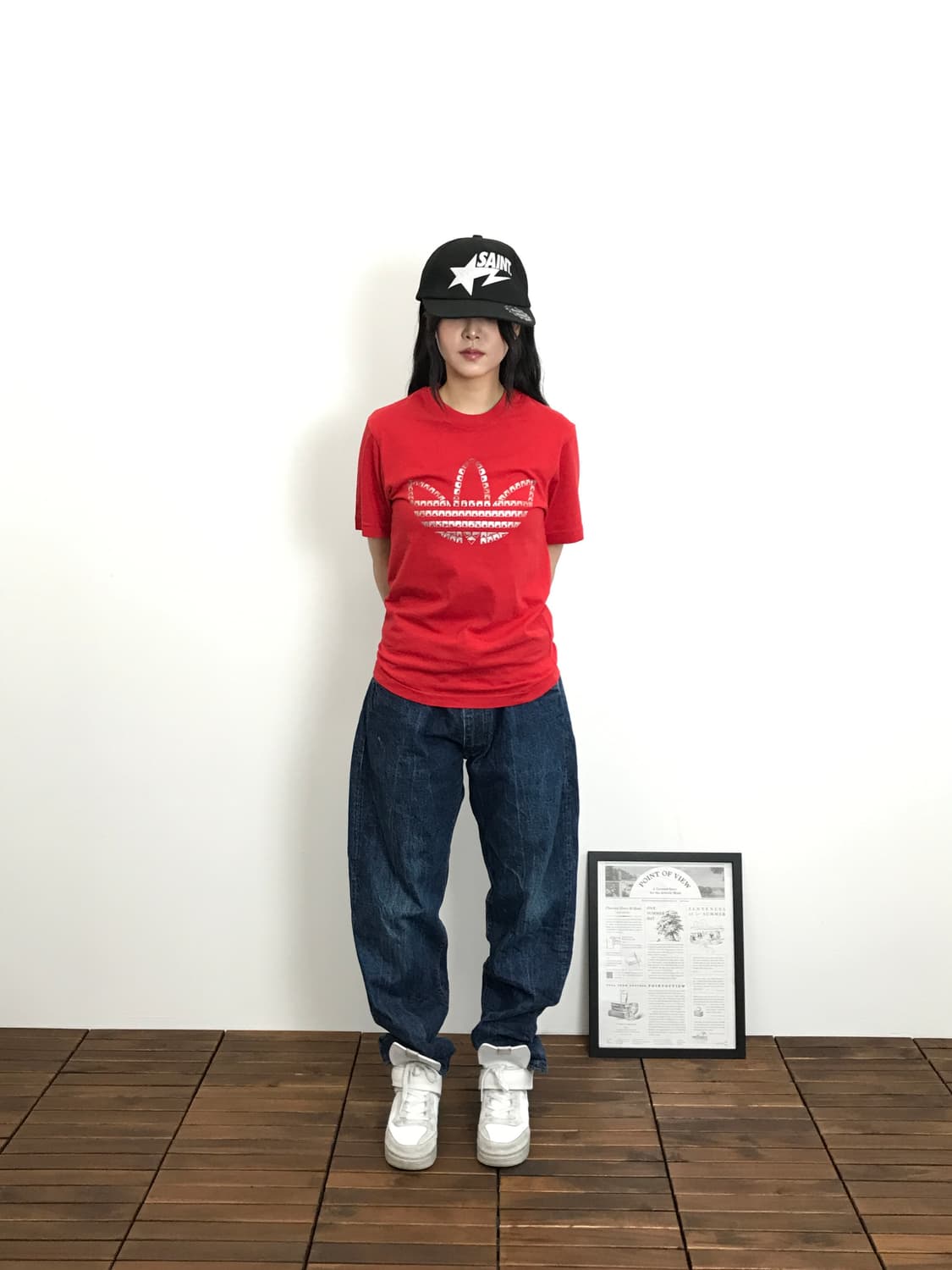 Adidas Red Big Logo T-Shirt 상품이미지3