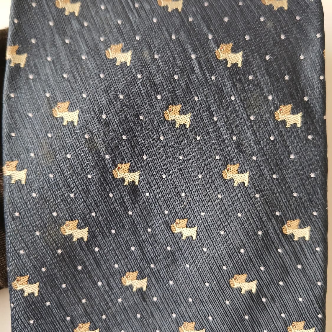 아쿠아스큐텀 실크 강아지 모티브 넥타이 9.2cm A등급 A19776 상품이미지8