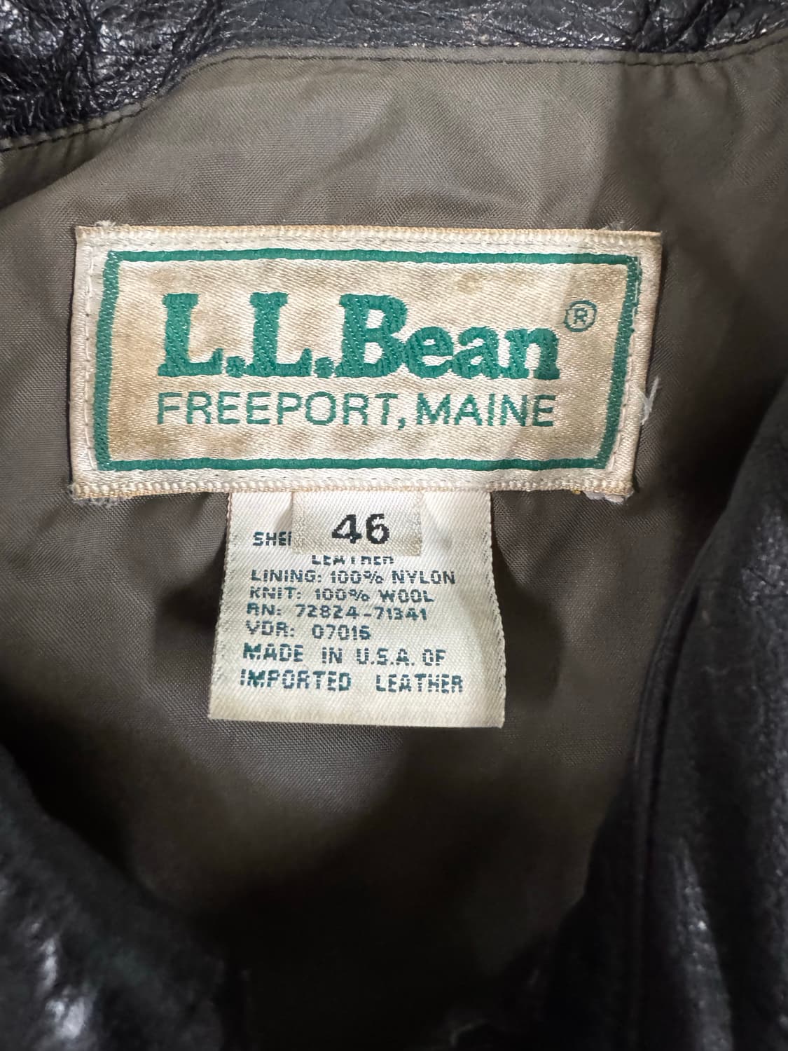 USA made)엘엘빈(llbean) A-2 레더자켓 46 상품이미지6