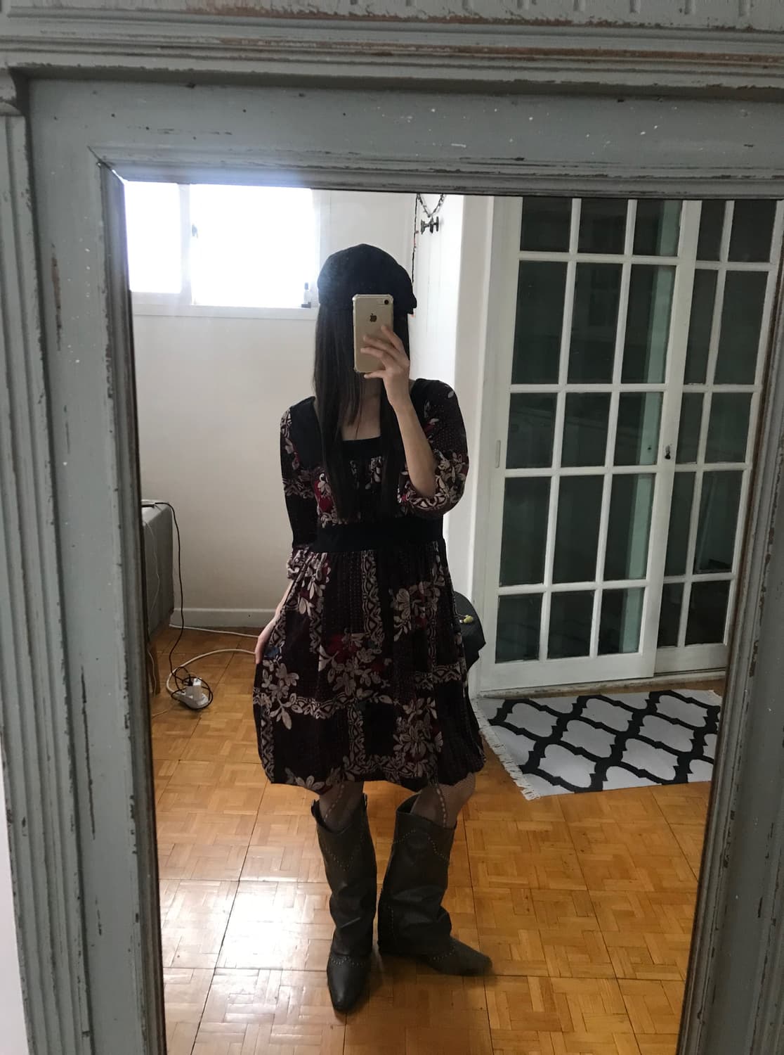 vintage velvet pattern one-piece 상품이미지1