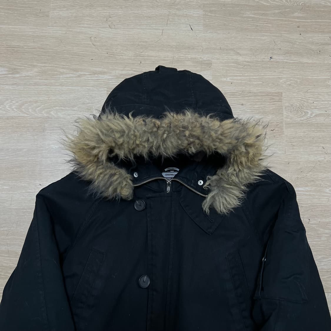 앱놀머씽 덕다운 양털 퍼후드 파카 패딩 점퍼 [블랙] XL/105 상품이미지2