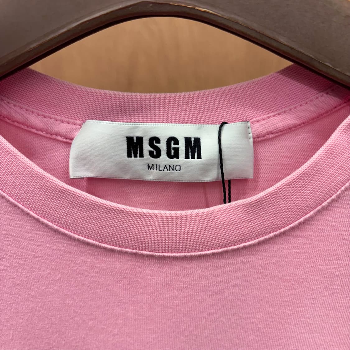 MSGM 라운드넥 반팔 티셔츠 로고 프린팅 디테일 기본핏 핑크 상품이미지6