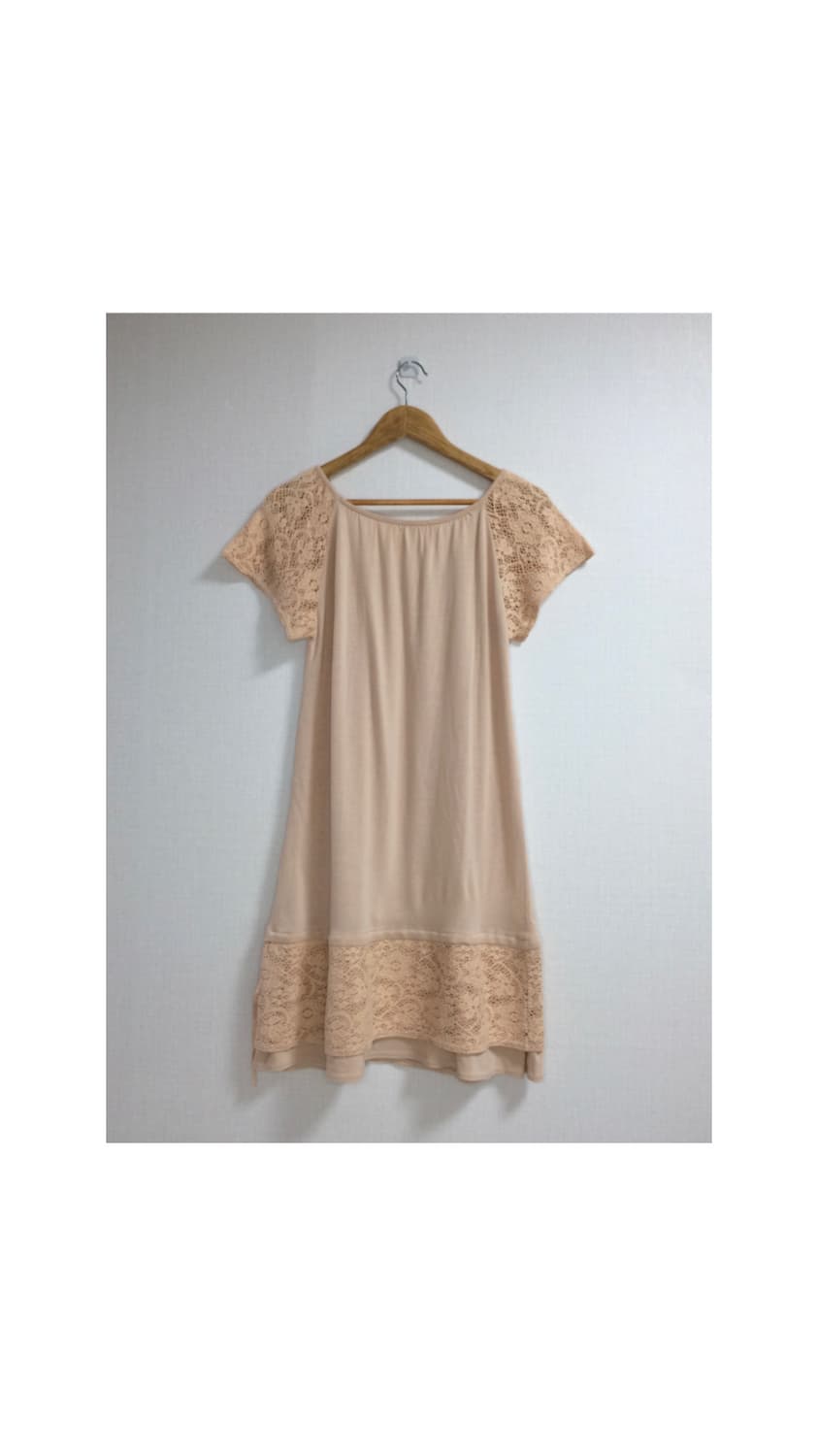 빈티지 핑크코랄 레이스 반팔 원피스 상품이미지4