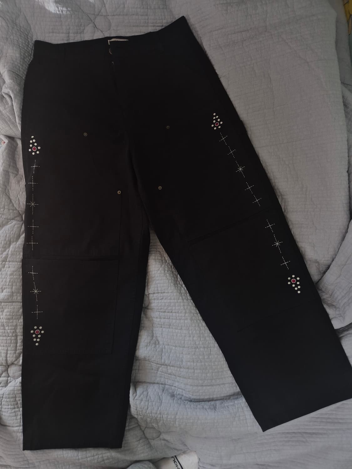 아오이로 페이크 스터드 커티드 더블니 팬츠 상품이미지2