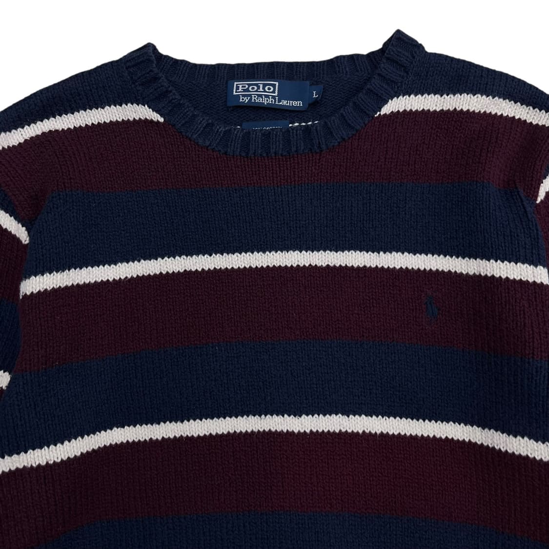 폴로 랄프로렌 네이비포니 버건디 단가라 네이비 니트 L 상품이미지4