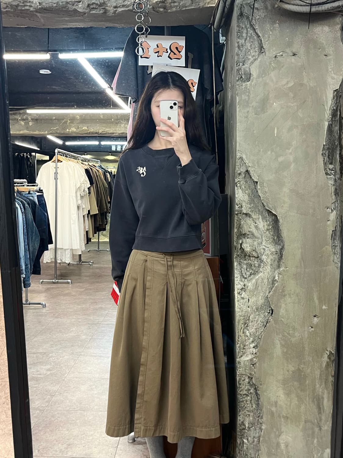 마리떼 프랑소와저버 크롭 맨투맨 차콜 M #csz4053 상품이미지2