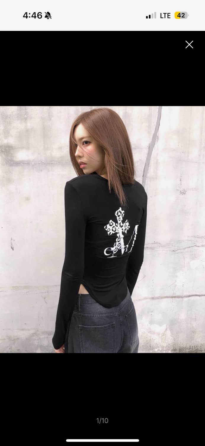 무센트 사하라 호피 십자가 백 로고 유넥 굴림 긴팔 티 호피 차콜 상품이미지3