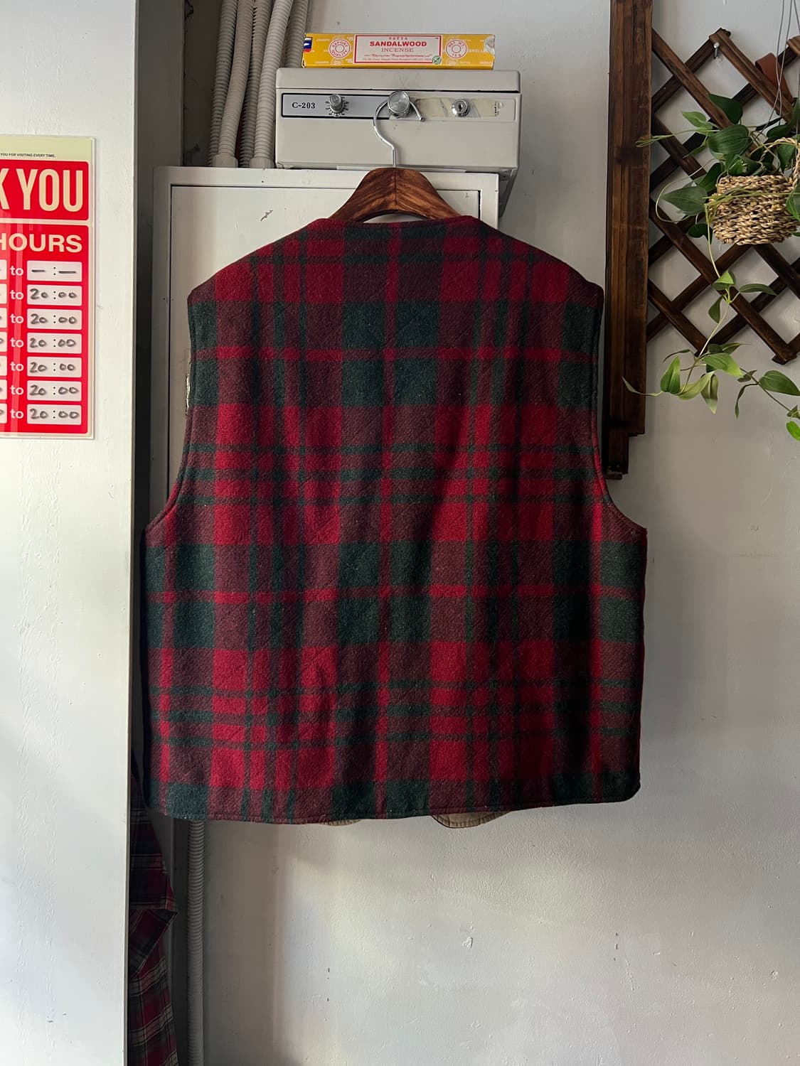 [L]90's 타미힐피거 USA 퀄팅 체크 울 베스트 상품이미지7