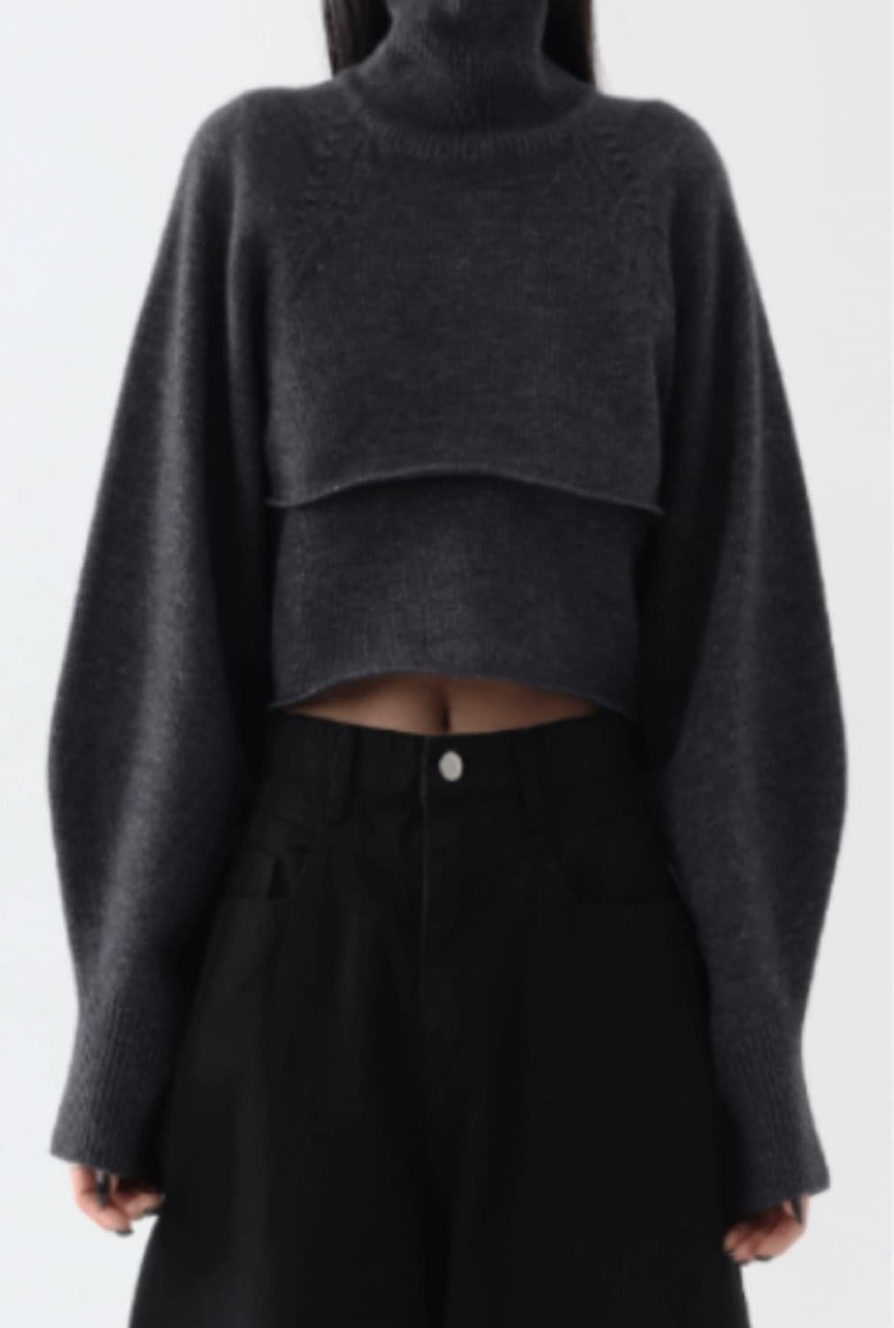 [트리밍버드] 레이어드 폴라니트 세트 Blue Gray 판매합니다 상품이미지2