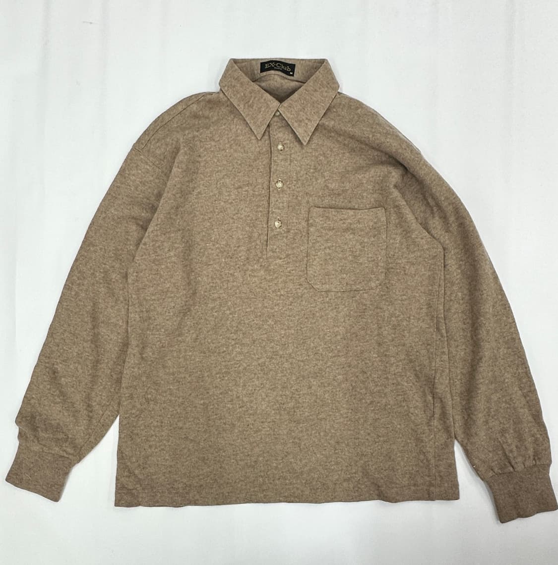 EX-Club 베이지 카라 핀터깔 베이직 모직 티셔츠 아메카지 보헤미안 상품이미지3