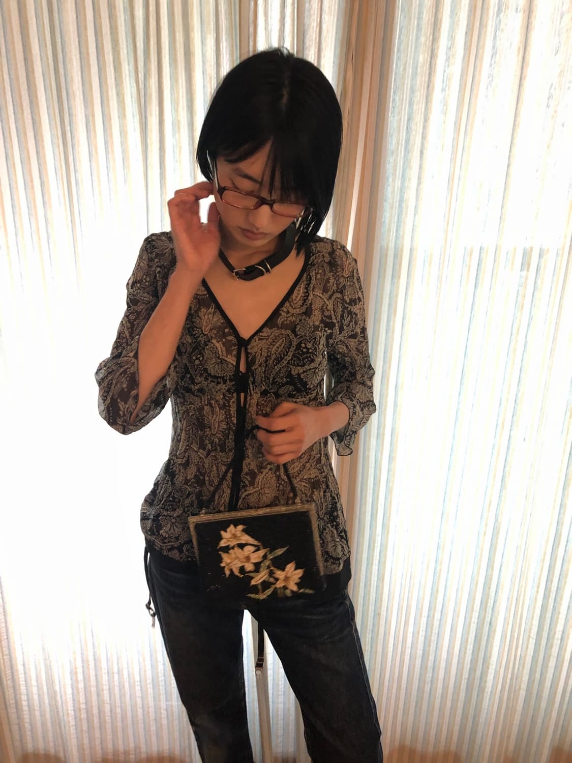 black beaded floral bag 상품이미지3