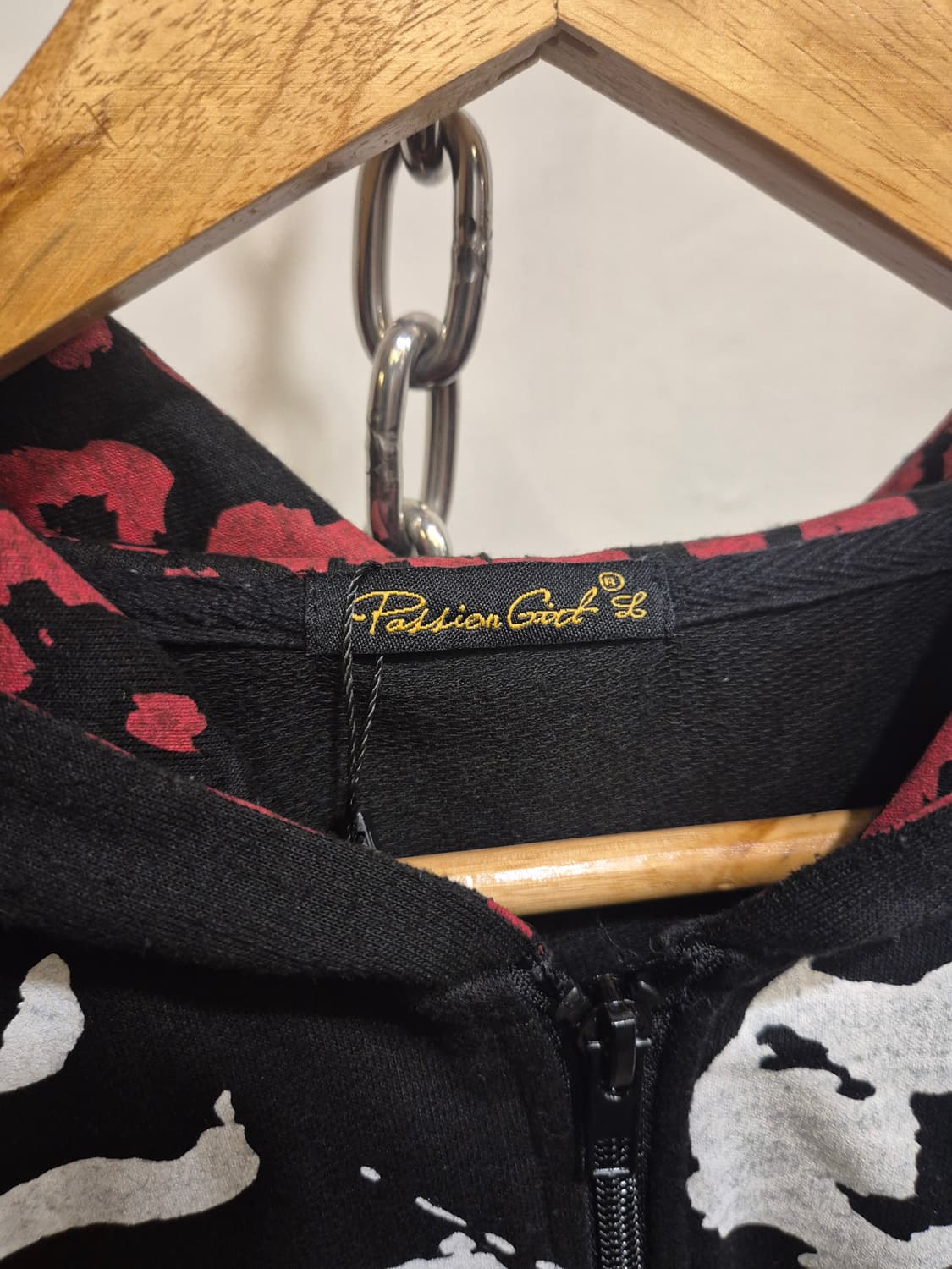 레드 레오파드 후드 스터드 블랙 후드 집업 펑크 갸루 상품이미지6