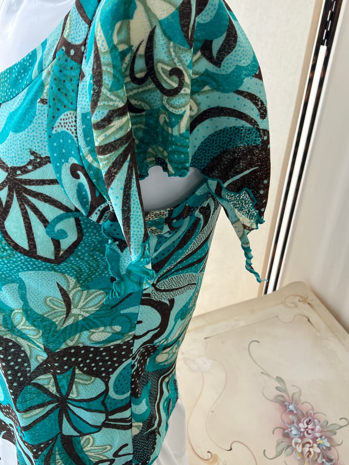 teal oriental frill blouse 상품이미지3