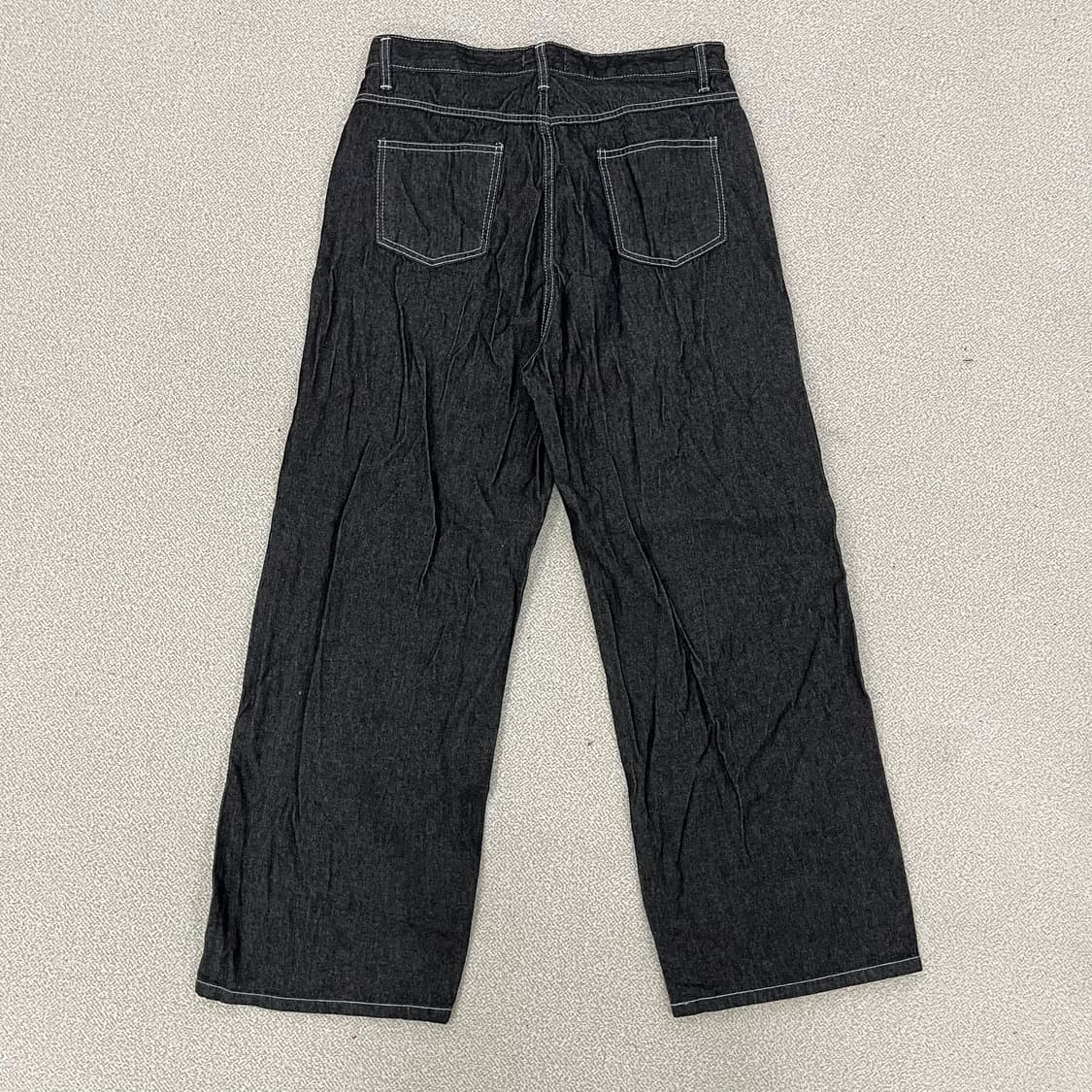 [2XL] 고급 와이드핏 흑청 데님 청바지 0116M1 상품이미지4