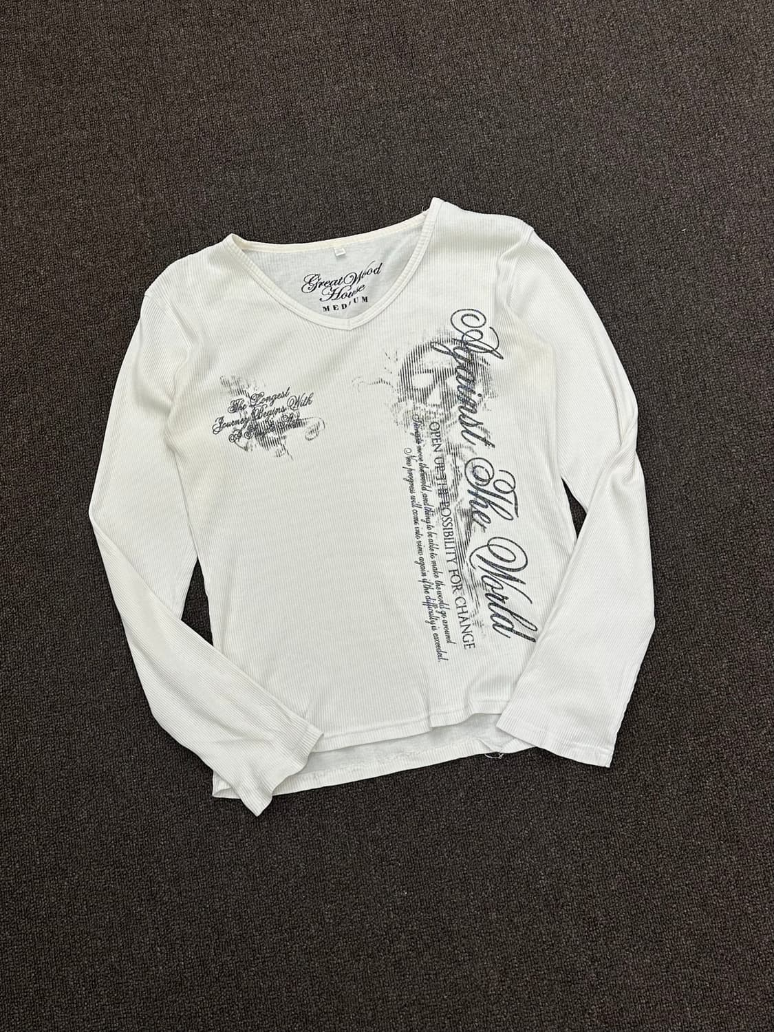 M)Japanese vintage 여성 레터링 브이넥 롱슬리브 상품이미지1