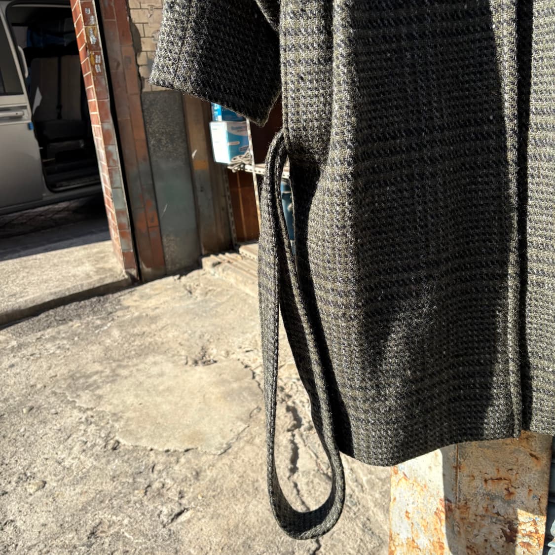 80s 캘빈클라인 울 트위드 체크 패턴 코트 상품이미지6