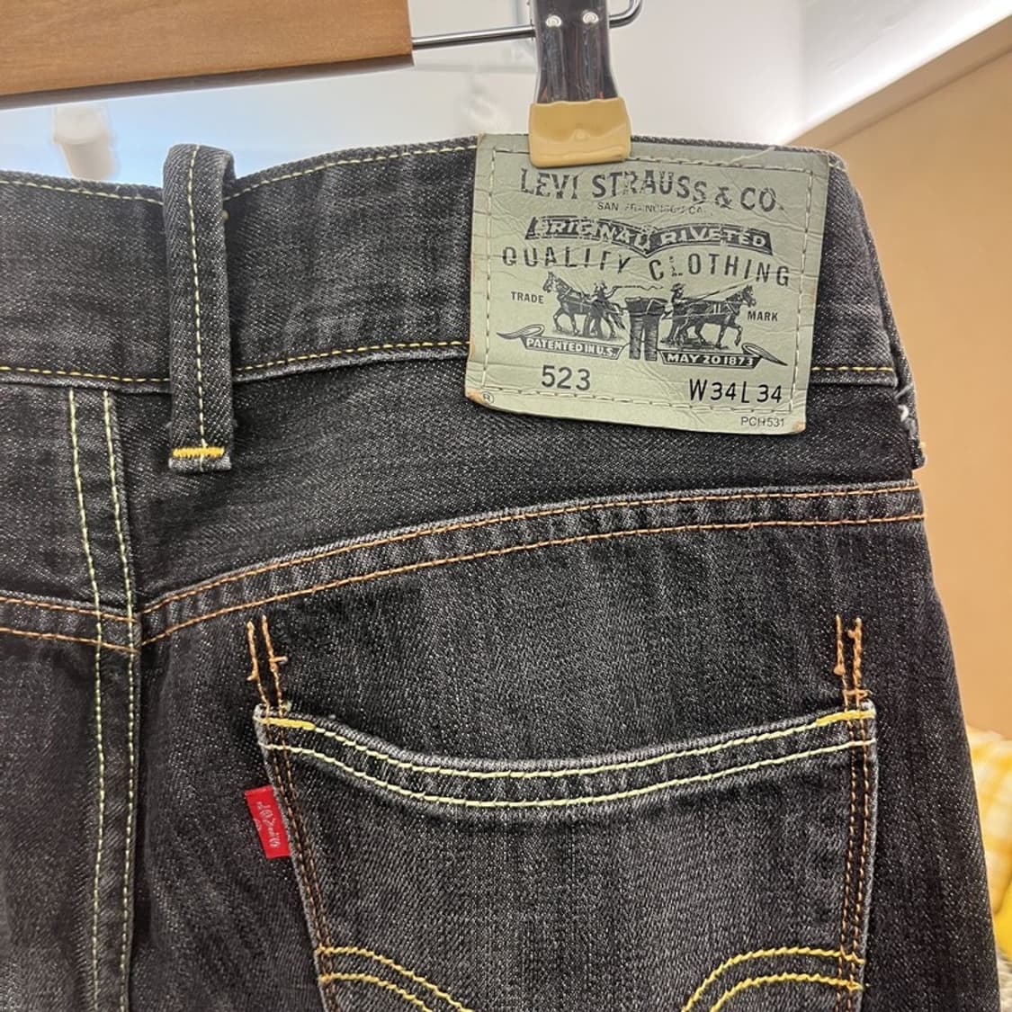 리바이스 523 빈티지 모던 캐주얼 워싱 데님팬츠 34인치 C09807 상품이미지5