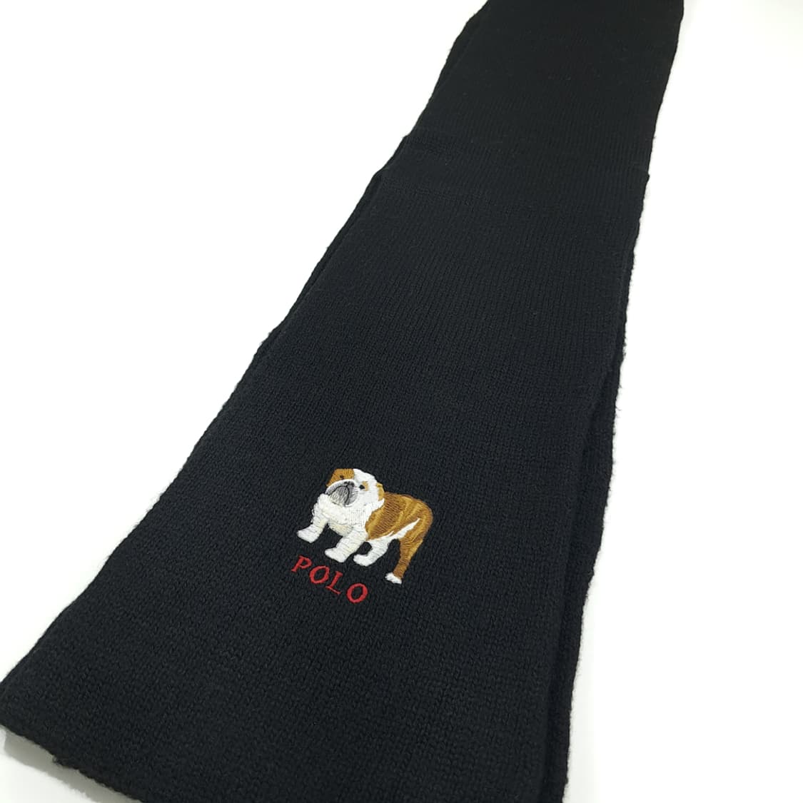 MX232 폴로 랄프로렌 블랙 불독 자수 니트 목도리 머플러 상품이미지5