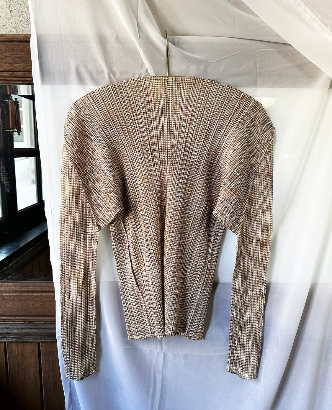 PLEATS PLEASE brown micro check cardigan 상품이미지8