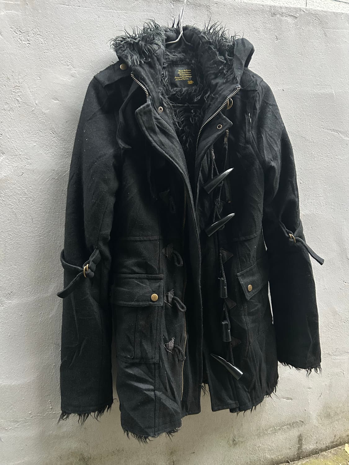 *rare* 2000s glad news v-kei 펑크 블랙 퍼 자켓 상품이미지4