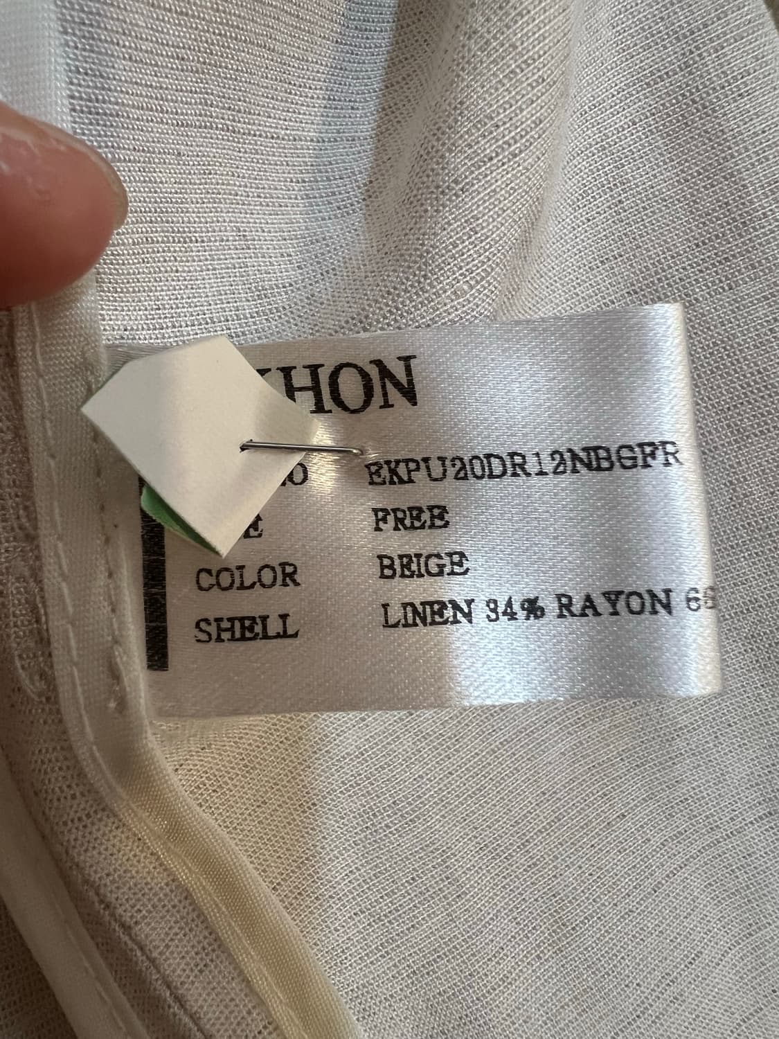 에콘 EKHON 여성 오트밀베이지 린넨원피스 슬리브리스원피스 상품이미지7