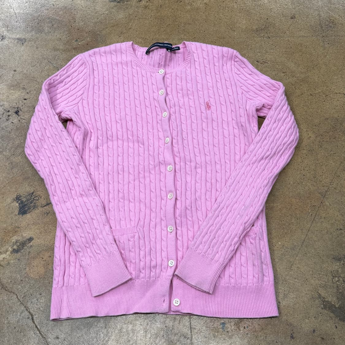 폴로 랄프로렌 스포츠 딸기우유 핑크 꽈배기 니트 가디건 상품이미지2