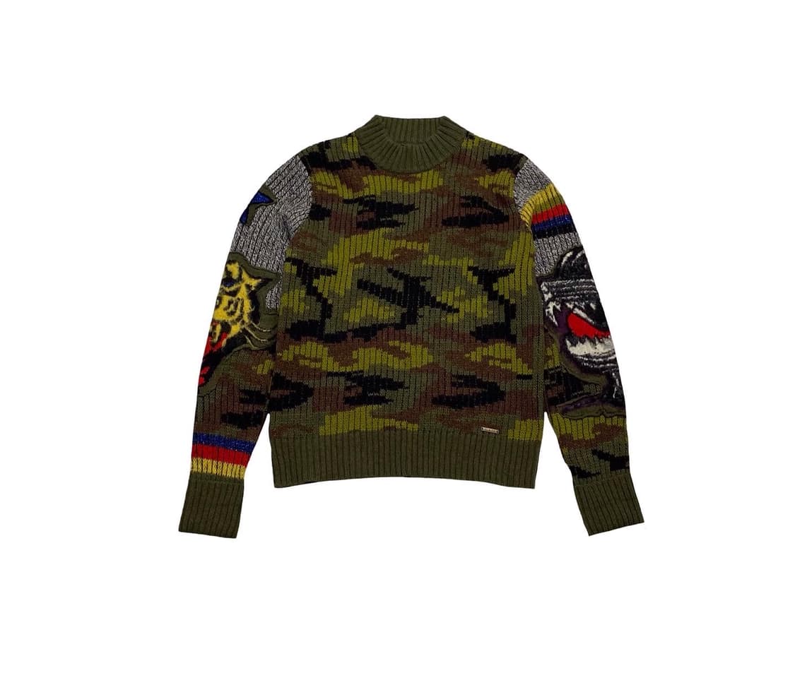 디젤 밀리터리 모헤어 타이거 니트 상품이미지1