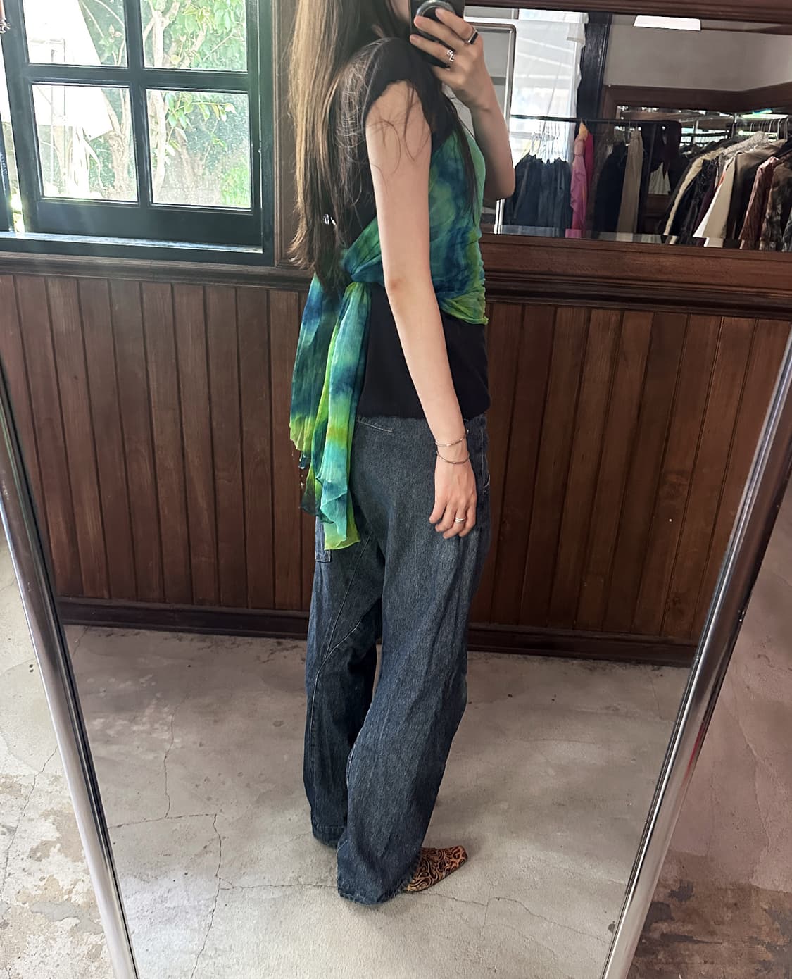 JPV green printed scarf 상품이미지3