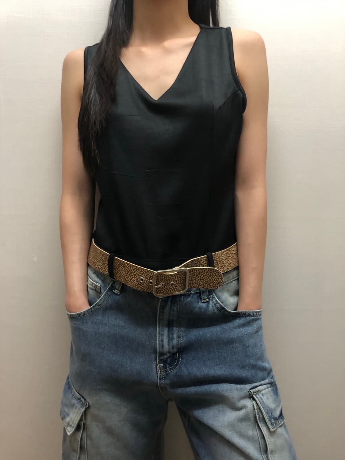 빈티지 블랙 벨티드 탑 상품이미지1