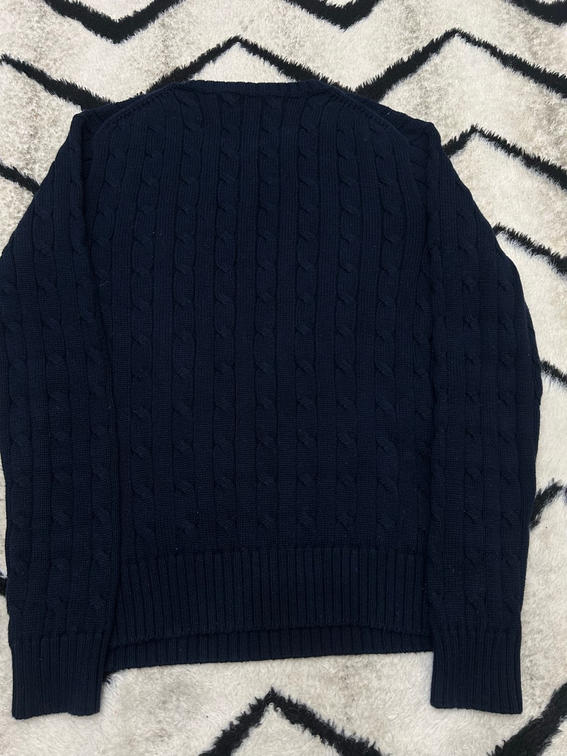 [M]폴로랄프로렌 라운드 꽈배기 니트/네이비 상품이미지3