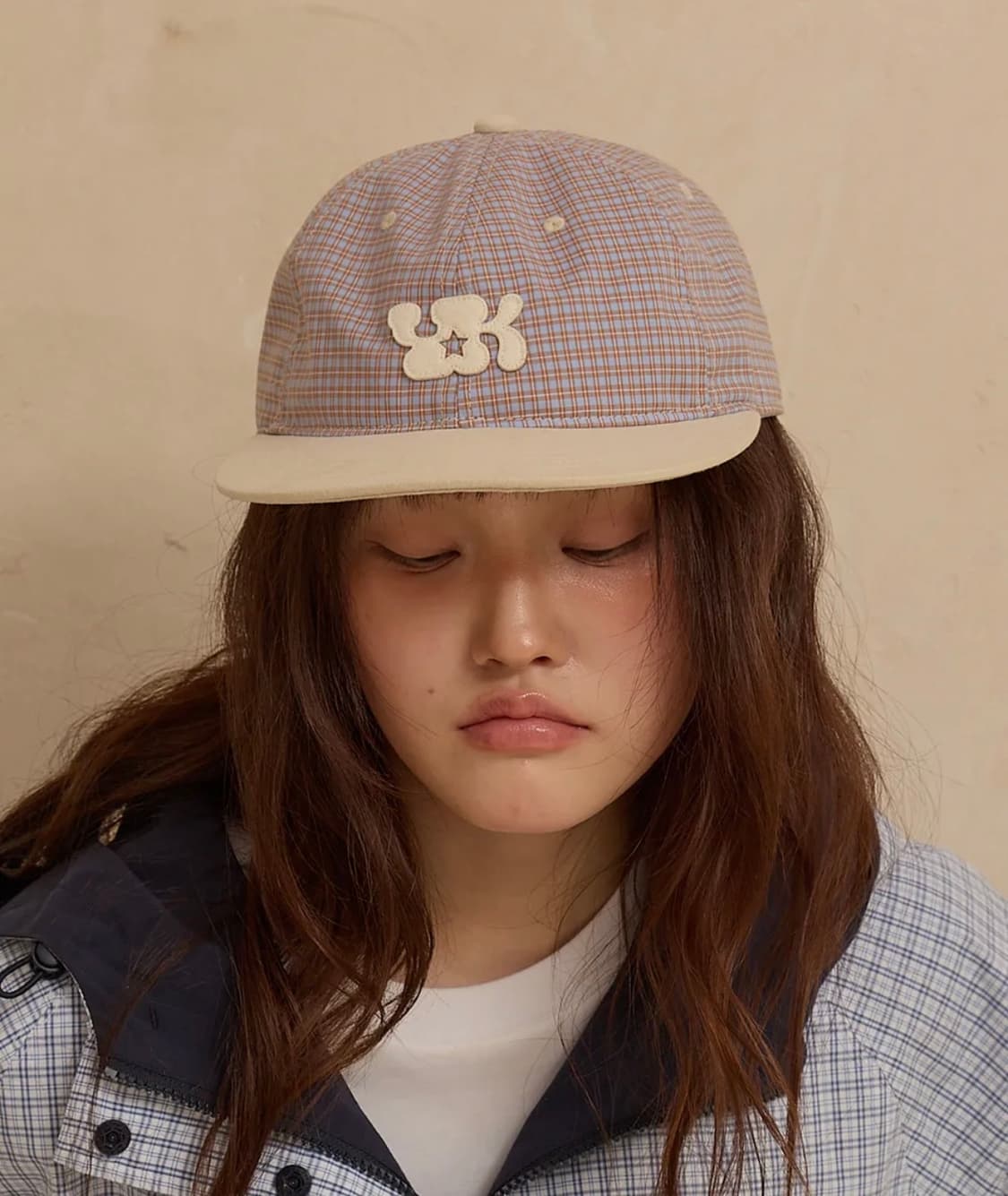와이케이 YK 로고 체크 캡 베이지 상품이미지3