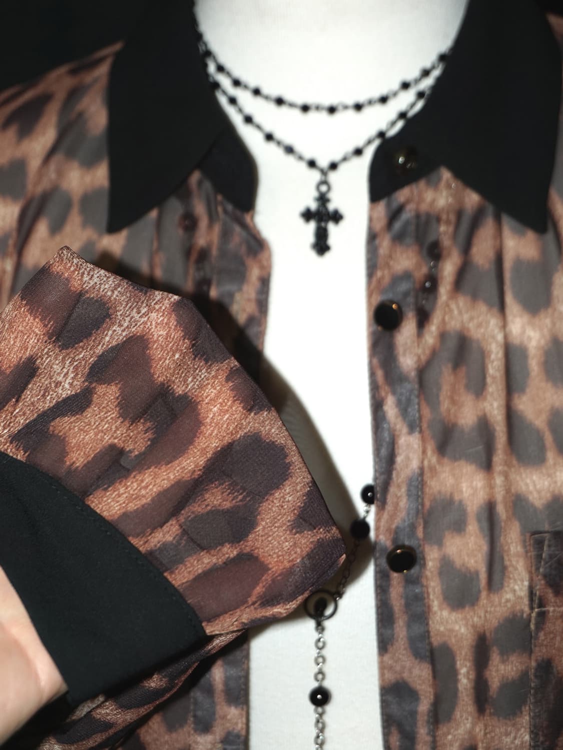 (sorridere) leopard see-through shirt  상품이미지4