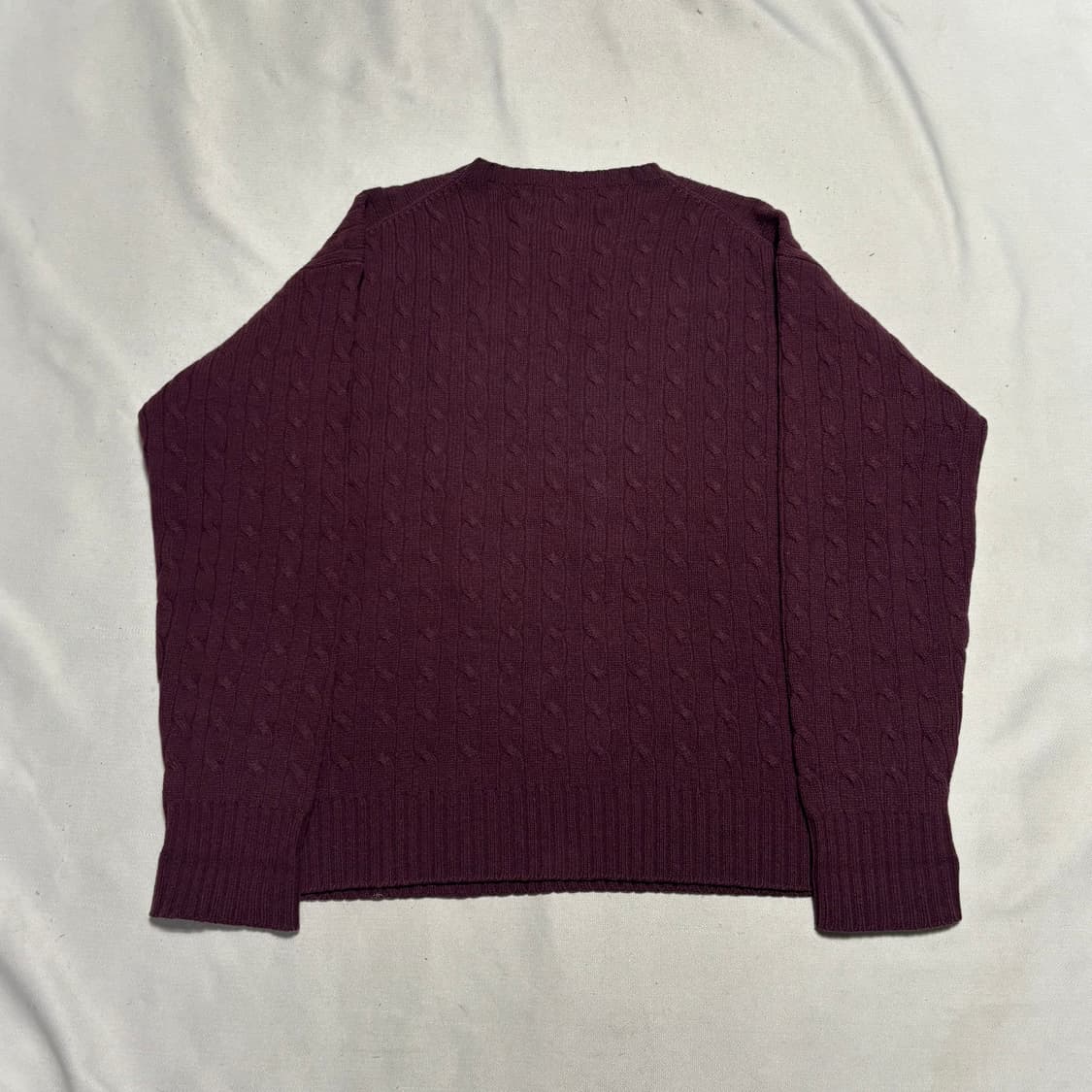 100 폴로랄프로렌 램스울 버건디 케이블 니트 상품이미지3