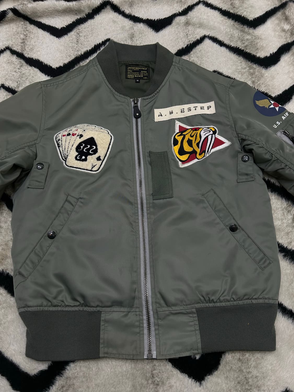 [M]Aspesi 패치 항공 자켓/세이지그린 상품이미지3