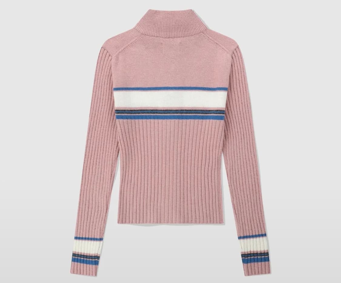 썬러브 스트라이프 집업 니트 가디건 핑크 상품이미지2