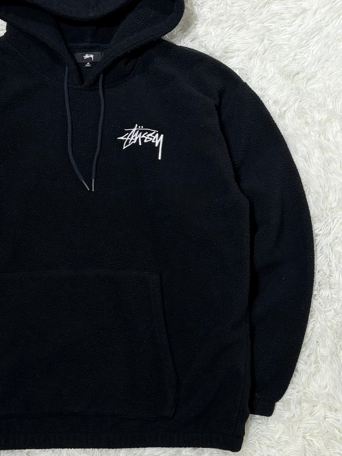 스투시 블랙 후리스 후드 상품이미지5