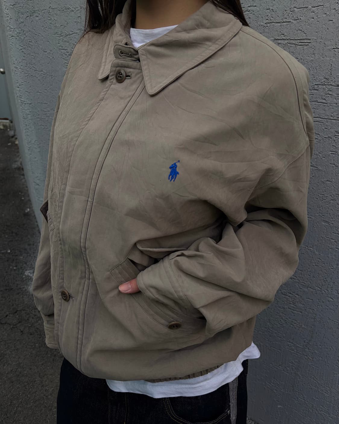 90s POLO beige suede bluson jacket 상품이미지3