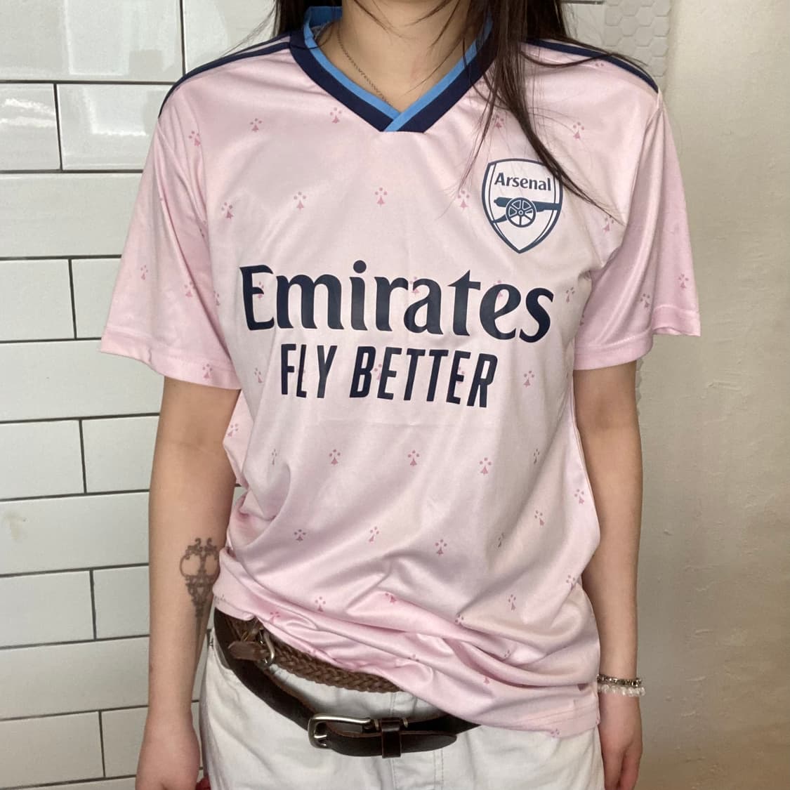 빈티지 아스날 어웨이 핑크 유니폼 반팔티셔츠 상품이미지2