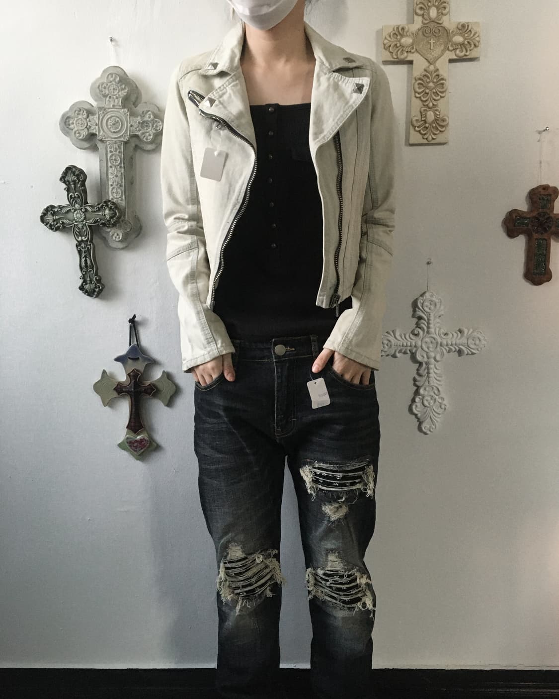 Stud point dyed rider jacket 상품이미지1