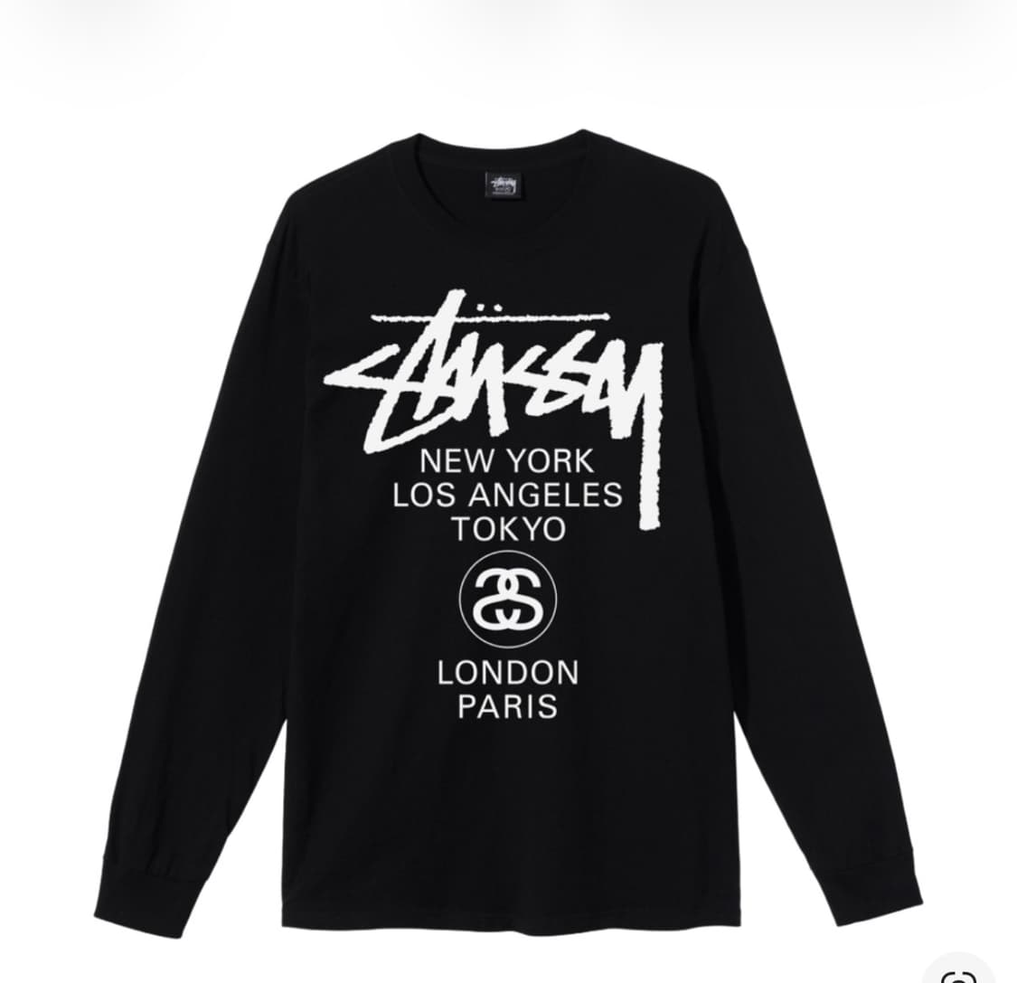 스투시 월드투어 롱슬리브 티셔츠 블랙 상품이미지1