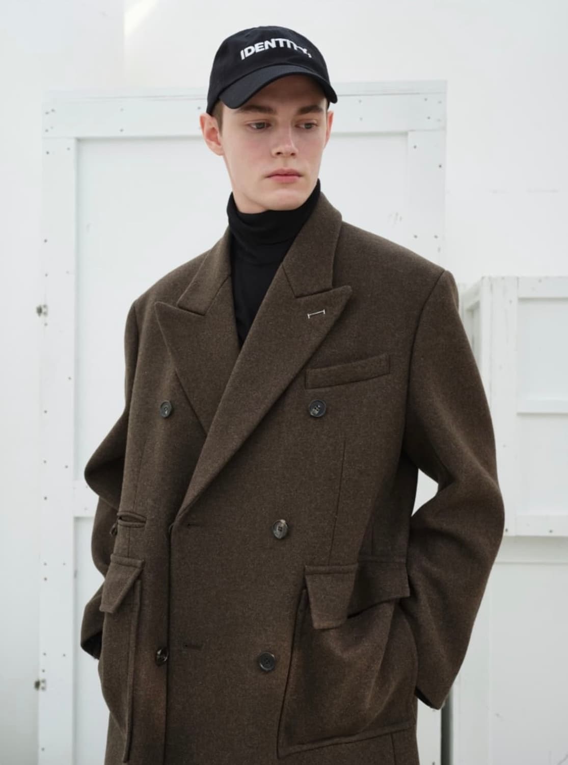 lEY 이에이 로이 더블 브레스트 롱코트 다크 브라운 M 상품이미지6