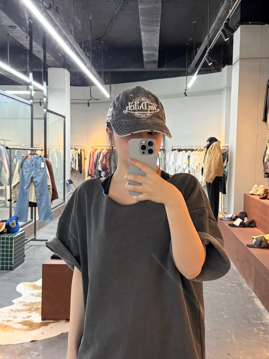 본더치 빈티지워싱 그레이 캡모자 H2990 상품이미지1