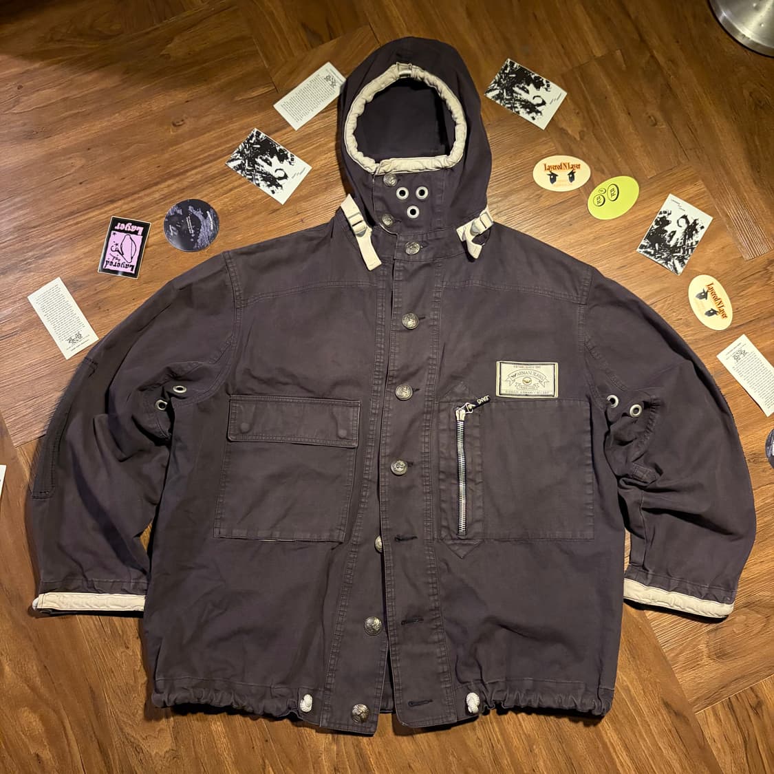 90s Armani jeans 빅 아일렛 후디드 코트 상품이미지1