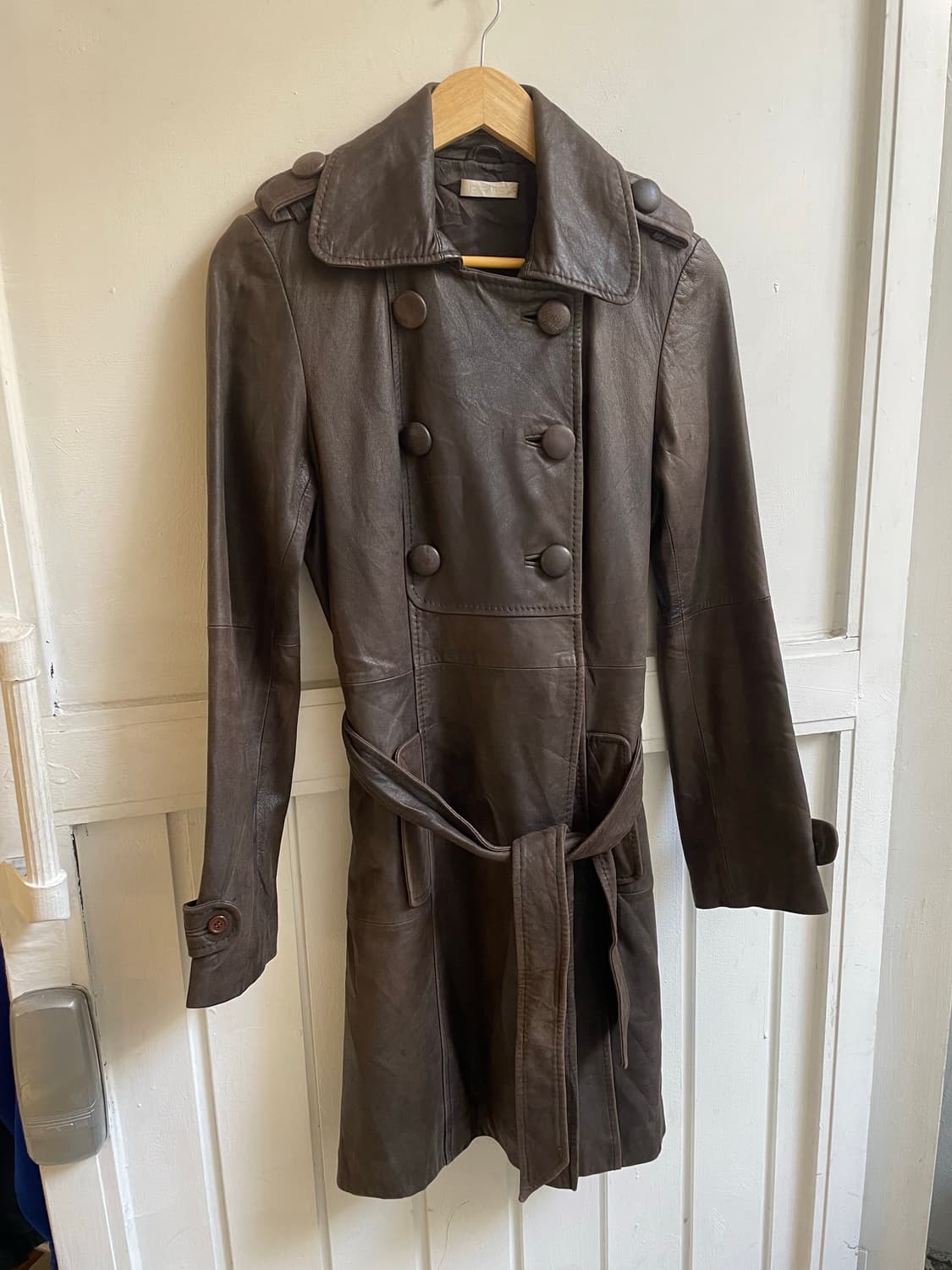 일본 빈티지 양가죽 트렌치 코트 상품이미지5