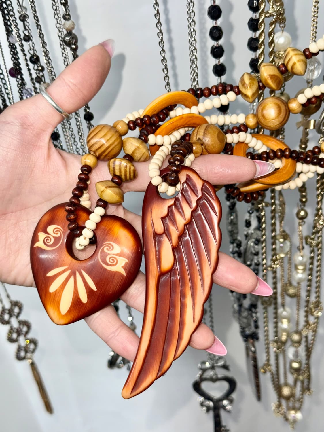 히피 에스닉 우드 롱 네크리스 상품이미지2