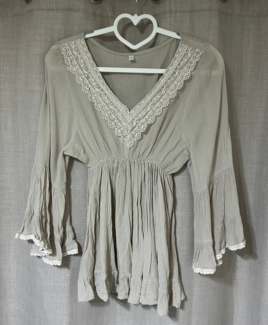 빈티지 베이지 레이스 보헤미안 블라우스 상품이미지1