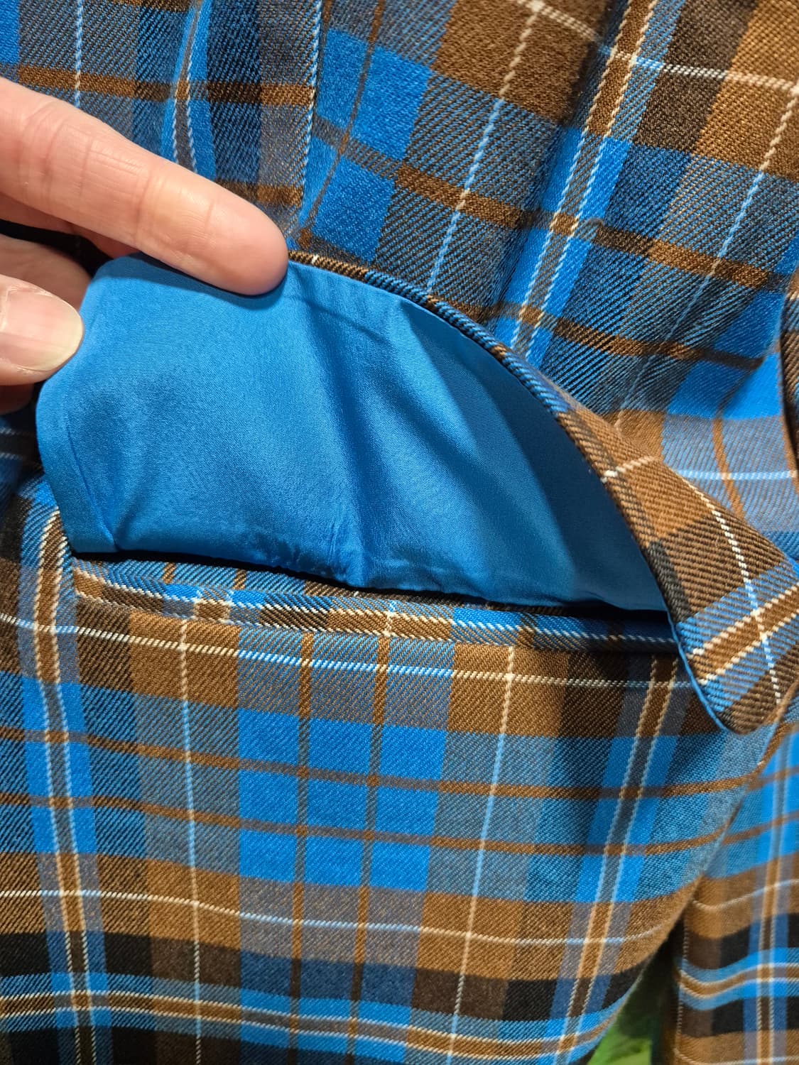 (새상품)DINT 딘트 체크 자켓 블루 브라운 상품이미지4