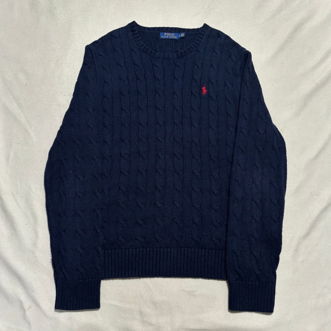 L 폴로랄프로렌 레드 포니 네이비 케이블 코튼 니트 상품이미지2