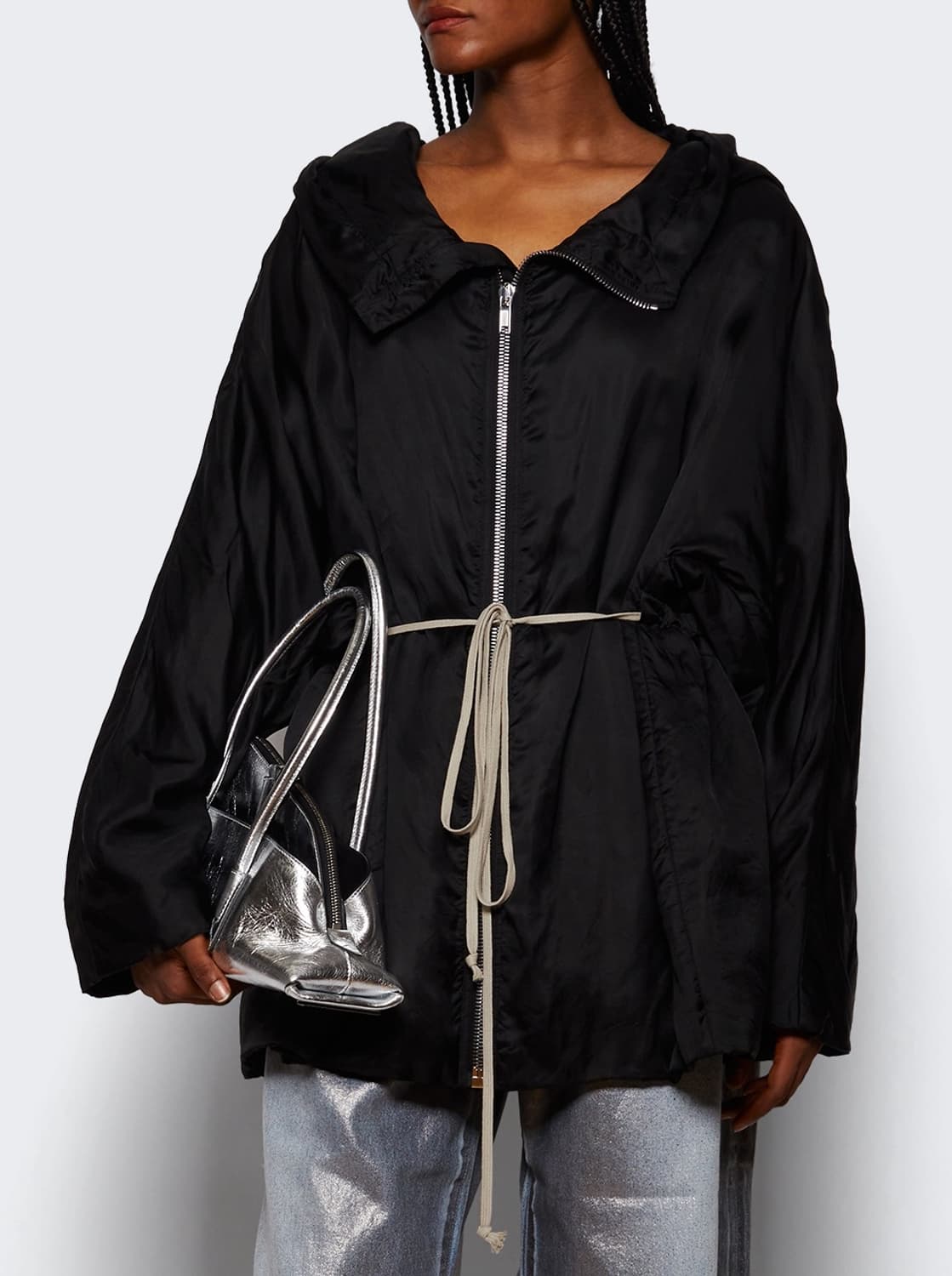 [F]릭오웬스 드로스토링 헴 후드 자켓/블랙 상품이미지2