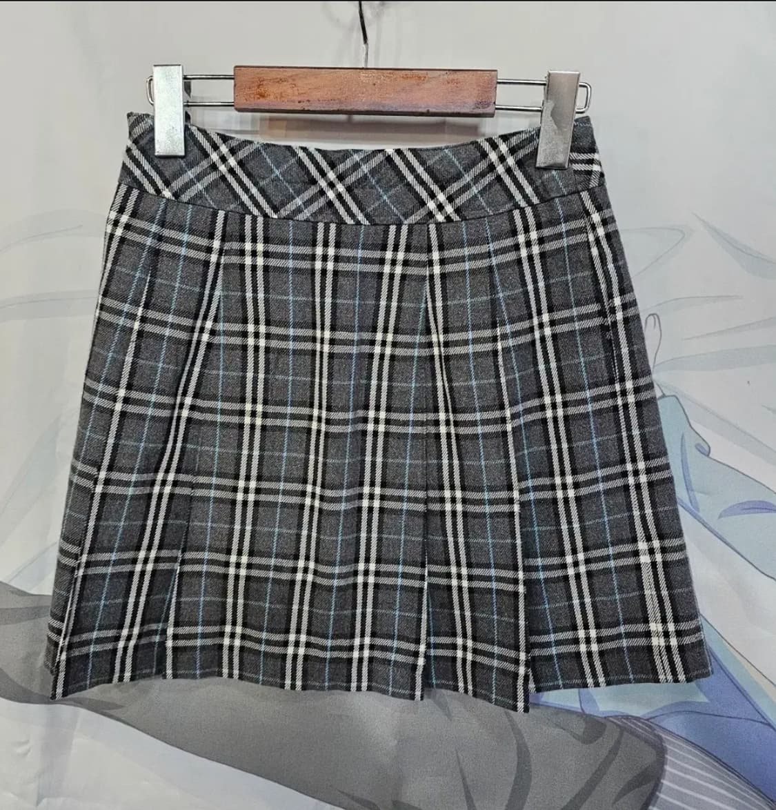 Burberry 버버리 런던 그레이 체크 아코디언 미니 스커트 상품이미지1